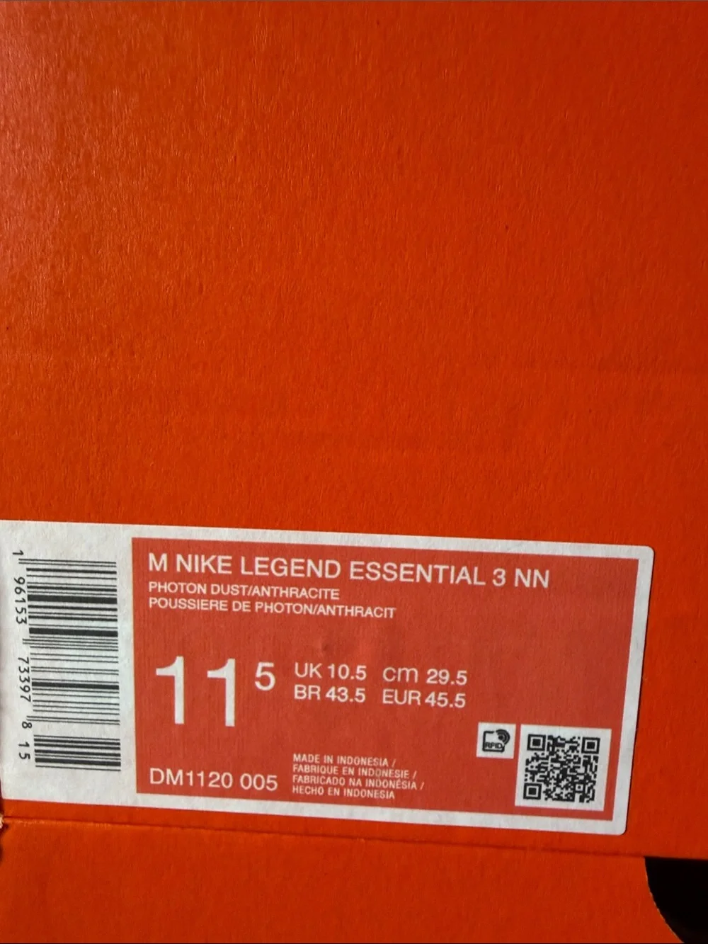 Nike Legend Essential 3 Photon Grey DM1120-005 Men’s Size 11.5